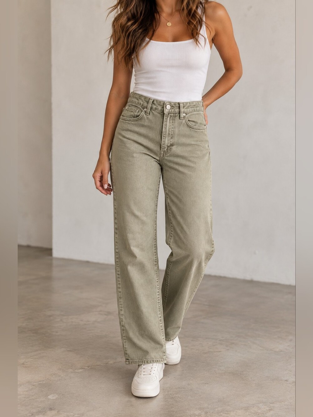Garage Denim Sage Green Wide Leg Jeans Size 26